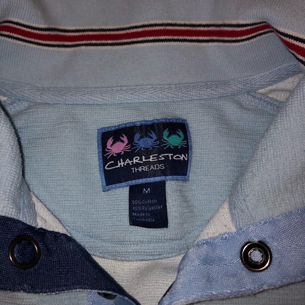 Charleston Threads blue collared pullover, M - Picture 4 of 4